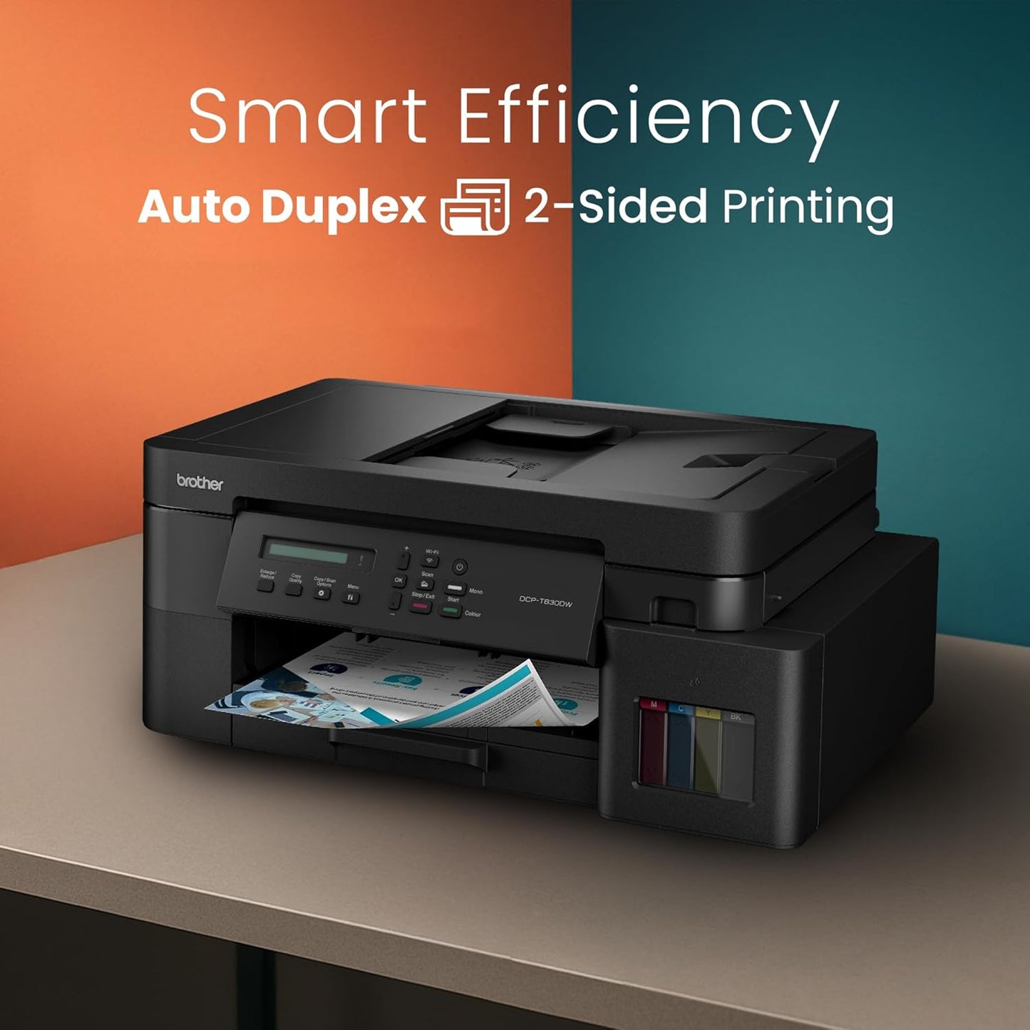 Brother Wireless All In One Ink Tank Printer, DCP-T830DW, Automatic Duplex Print & Scan, ADF, Email & Mobile Print, Network Connectivity, Compact Design