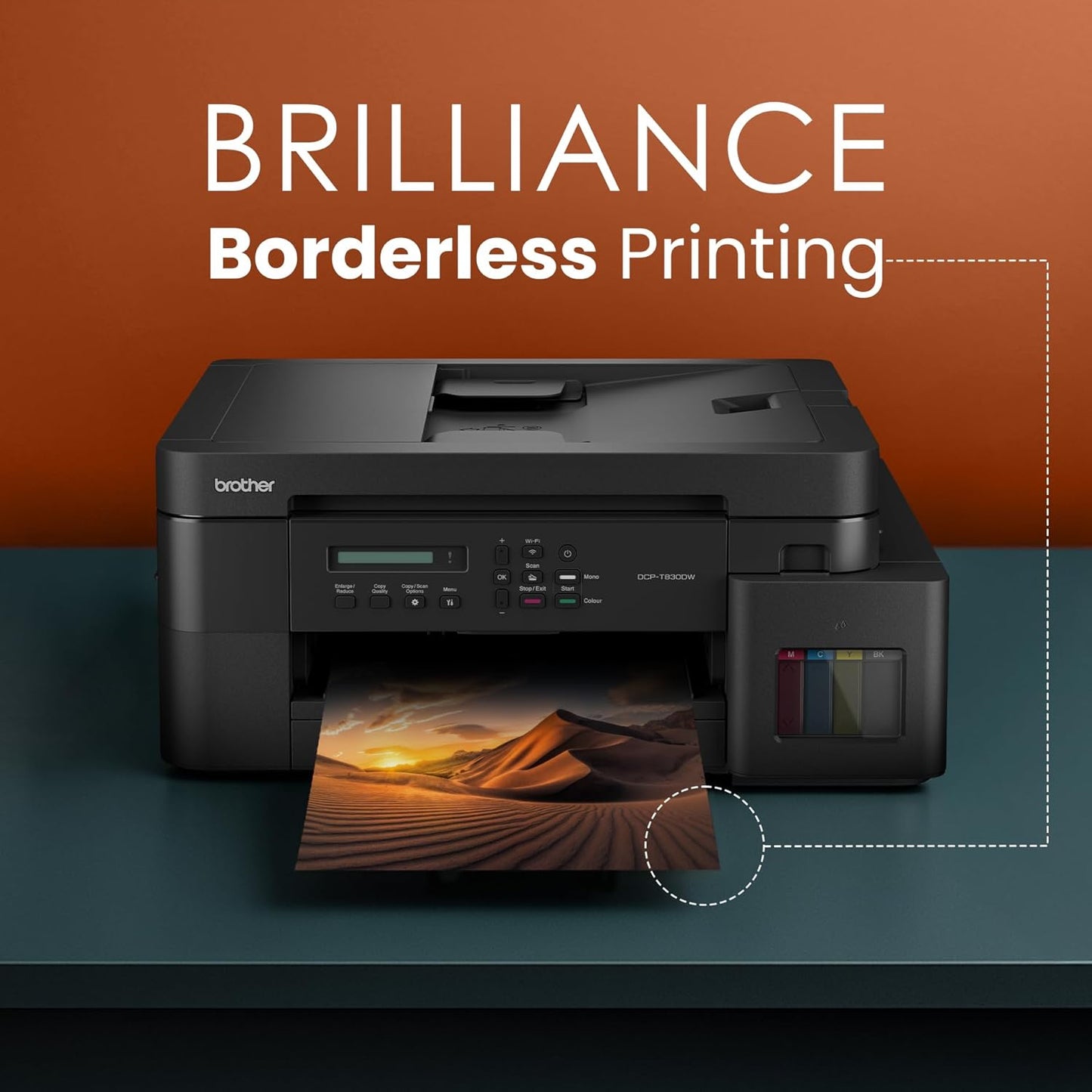 Brother Wireless All In One Ink Tank Printer, DCP-T830DW, Automatic Duplex Print & Scan, ADF, Email & Mobile Print, Network Connectivity, Compact Design